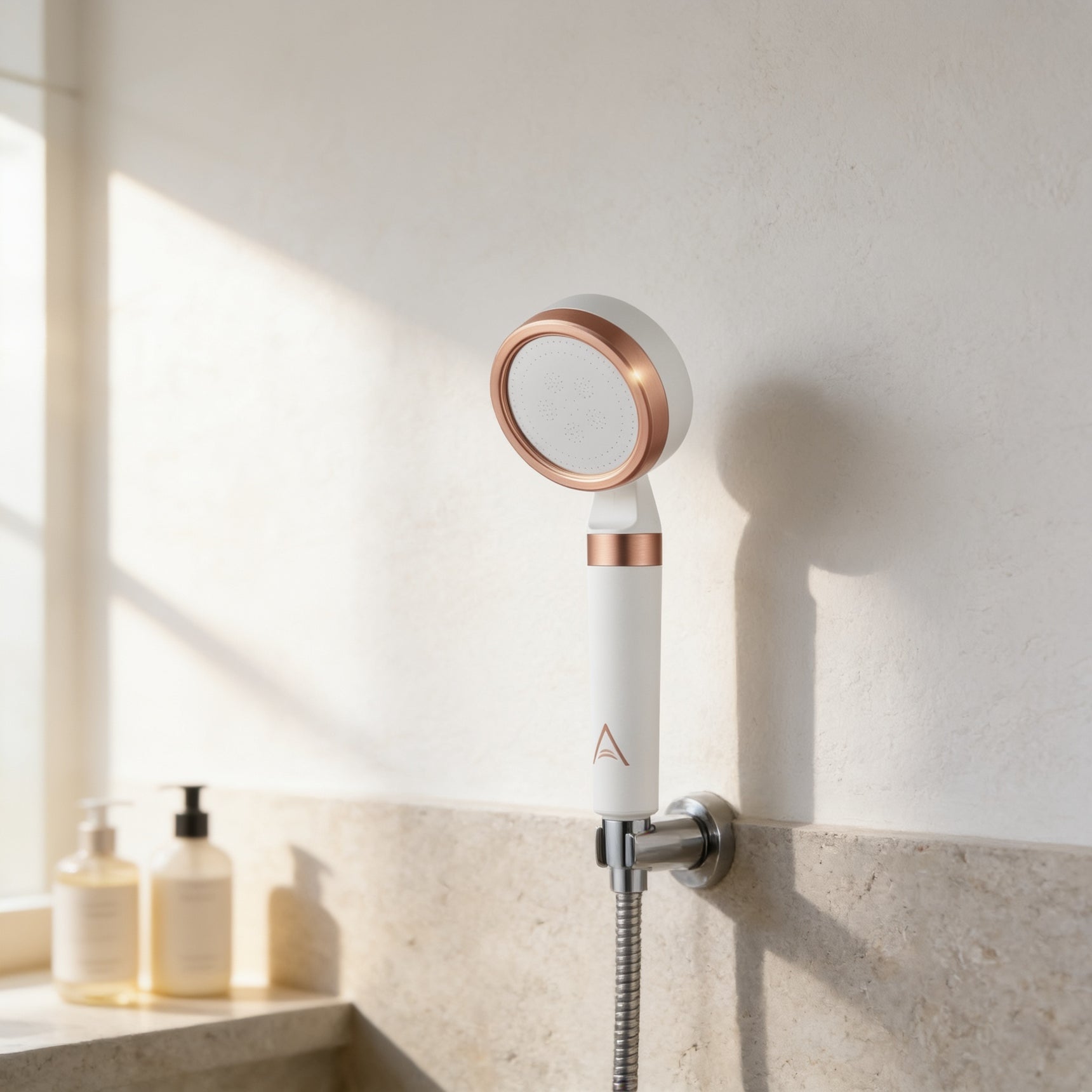 Aura installed on a standard shower arm
